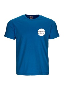 Tee shirt bleu avec marquage coté coeur